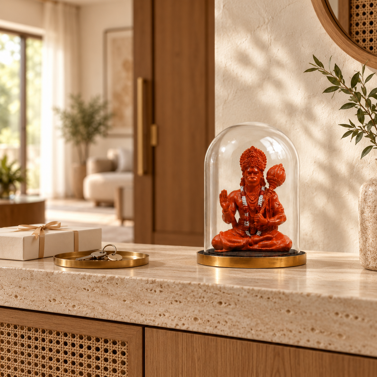 Aashirwad Hanuman idol by ANOKA styled as a housewarming gift in a modern Indian home