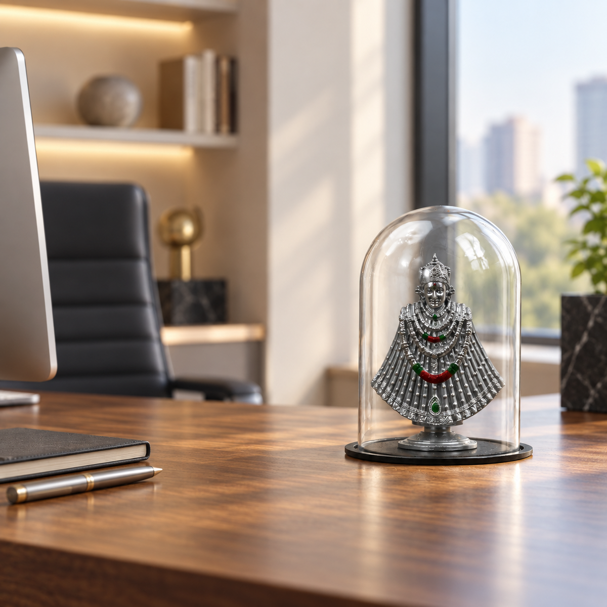 ANOKA Khatusham Baba idol on a modern office desk