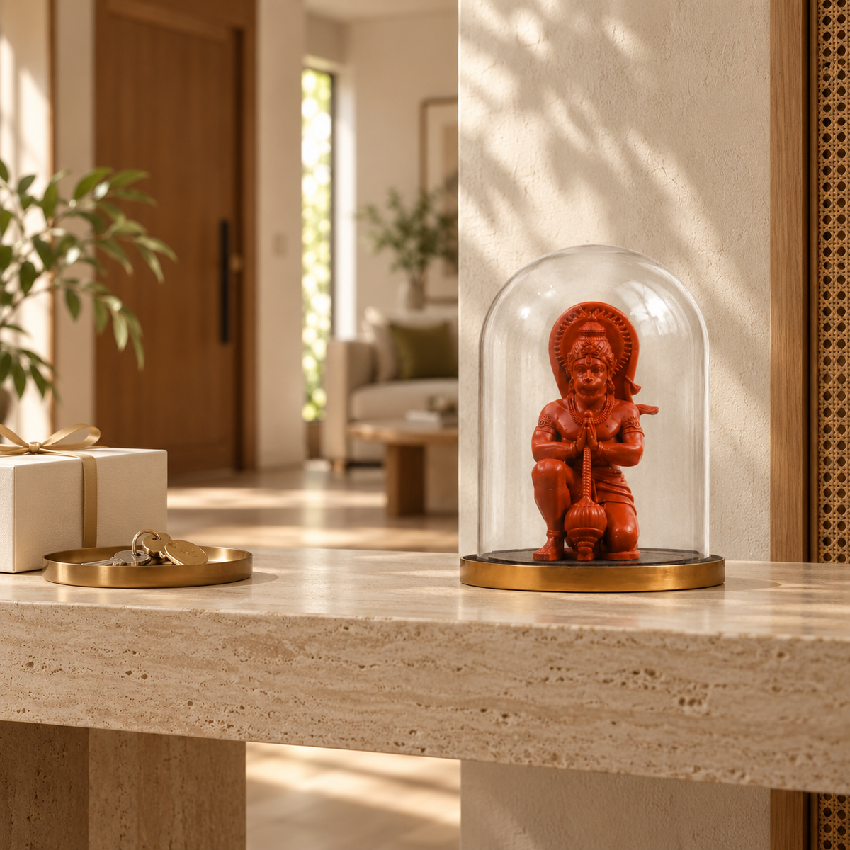 Mahabali Hanuman idol by ANOKA styled as a housewarming gift in a modern Indian home