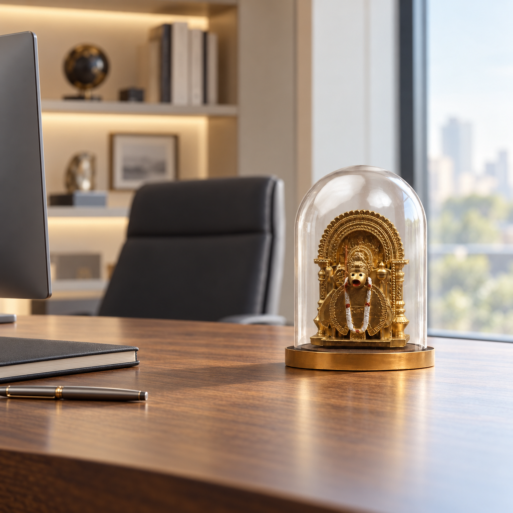 Narsing Hanuman idol by ANOKA on a contemporary office desk