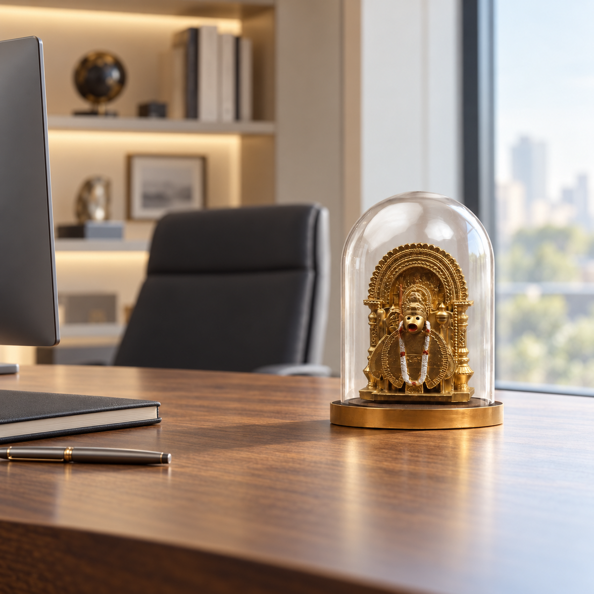 Narsing Hanuman idol by ANOKA on a contemporary office desk