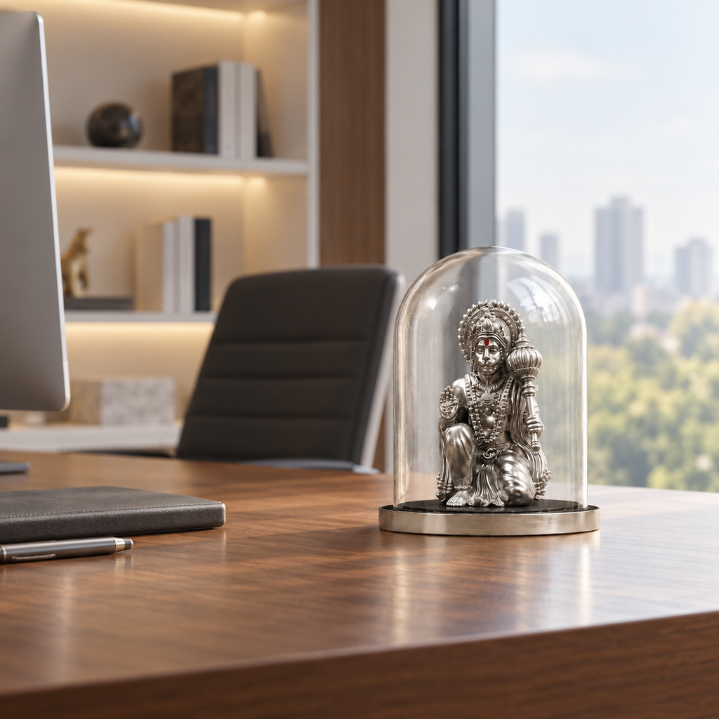 Omkaar Hanuman idol by ANOKA on a contemporary office desk