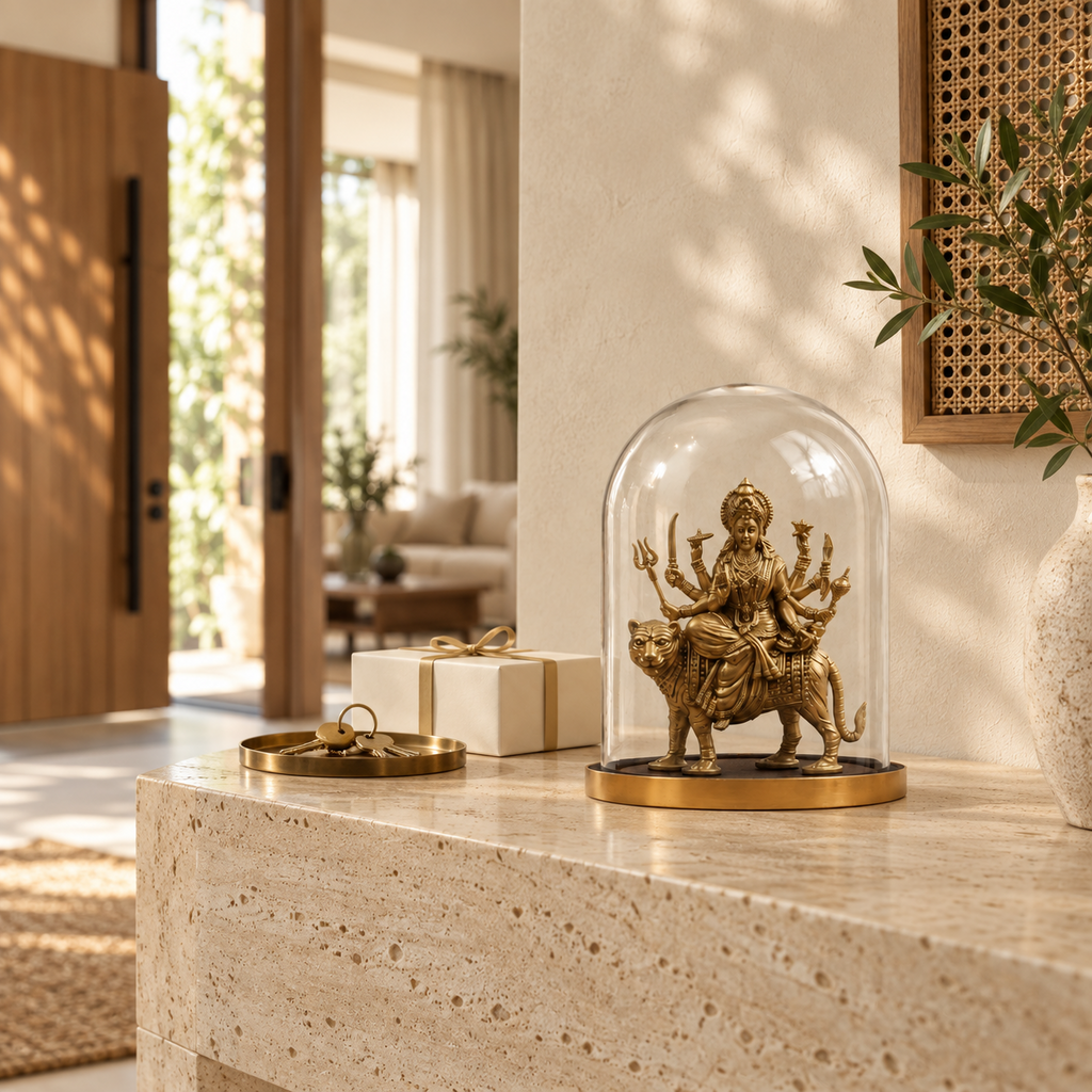 Shakti Durga idol by ANOKA styled as a housewarming gift in a modern Indian home