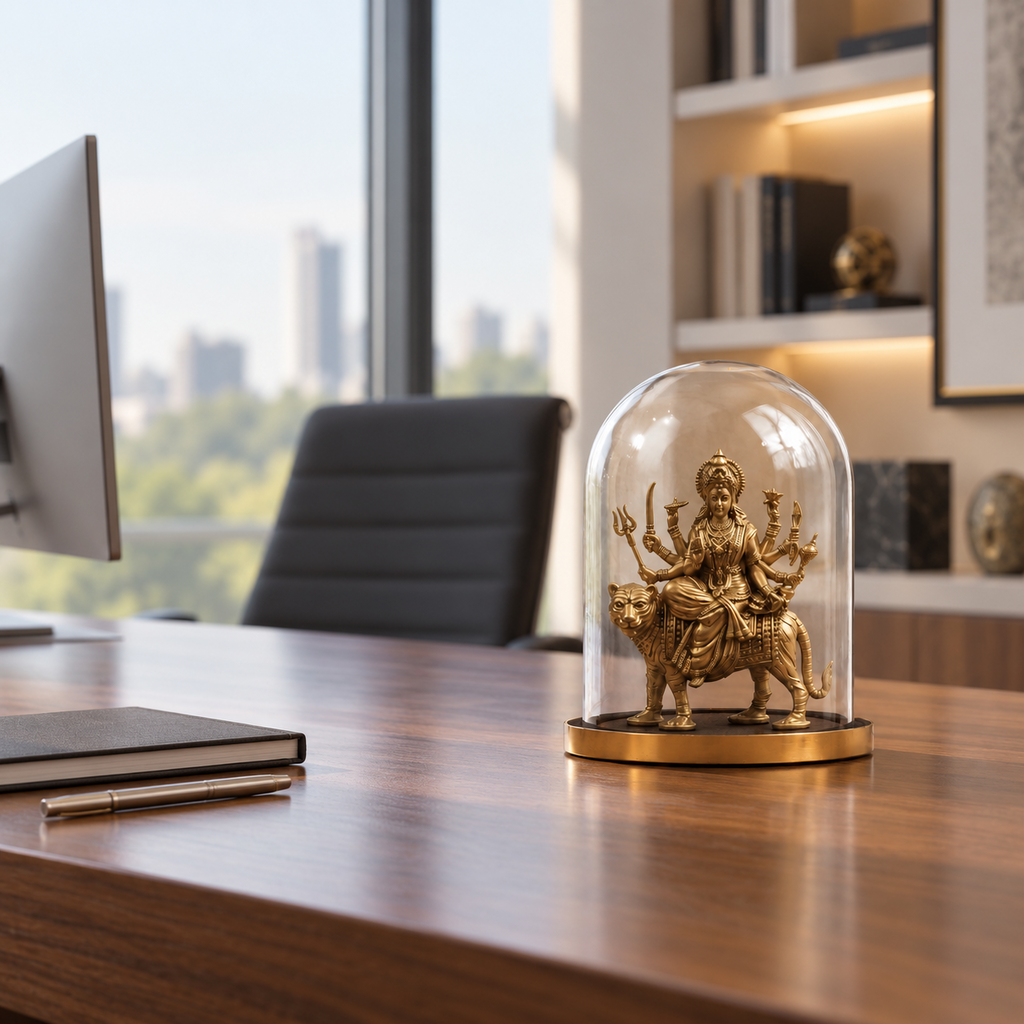ANOKA Shakti Durga idol on a modern office desk