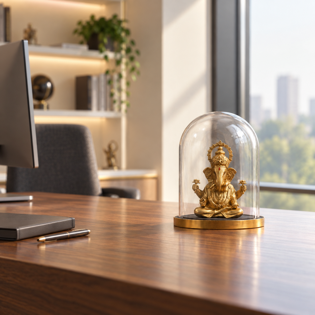 Shakti Ganapati idol by ANOKA on a contemporary office desk