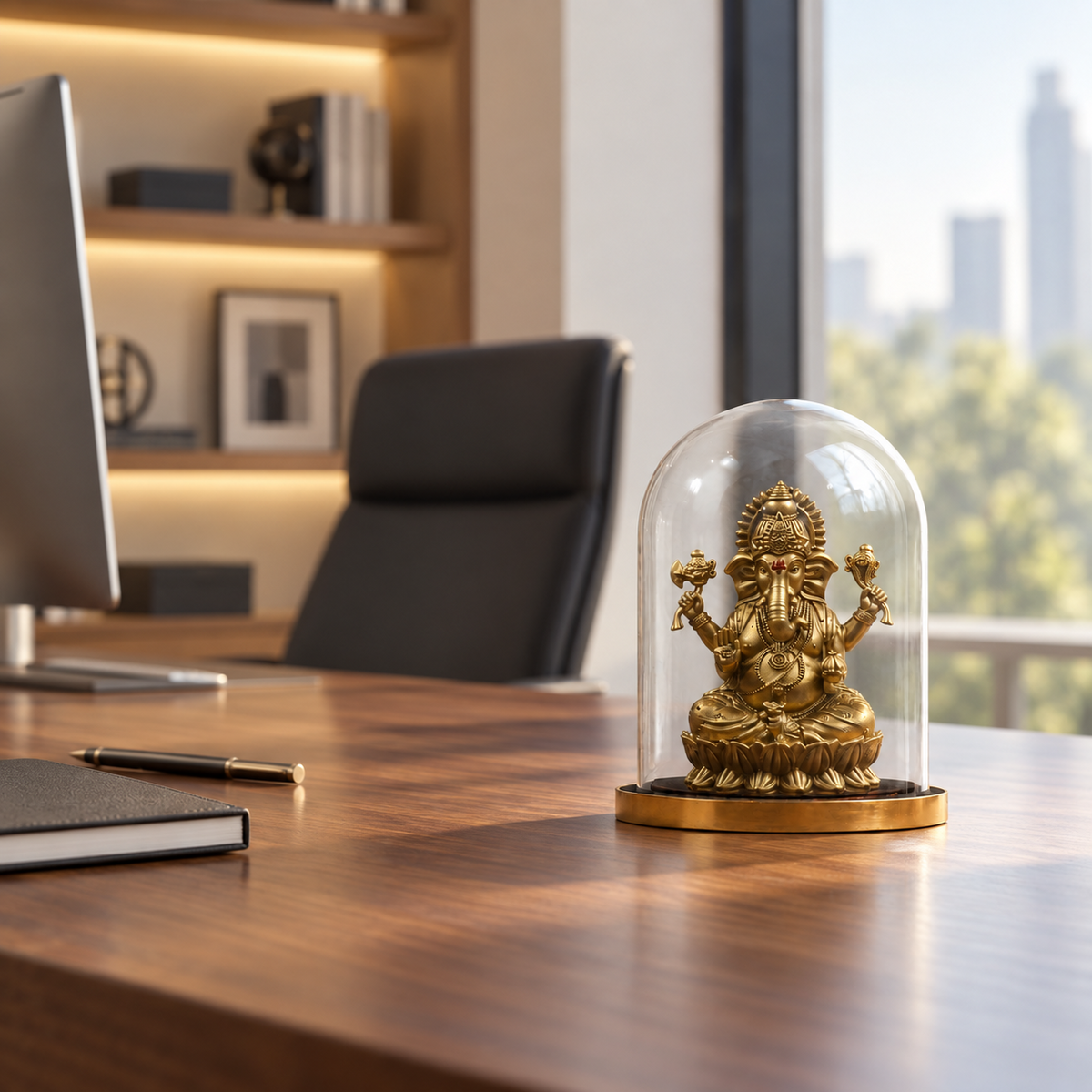 Shri Ganapati idol by ANOKA on a contemporary office desk
