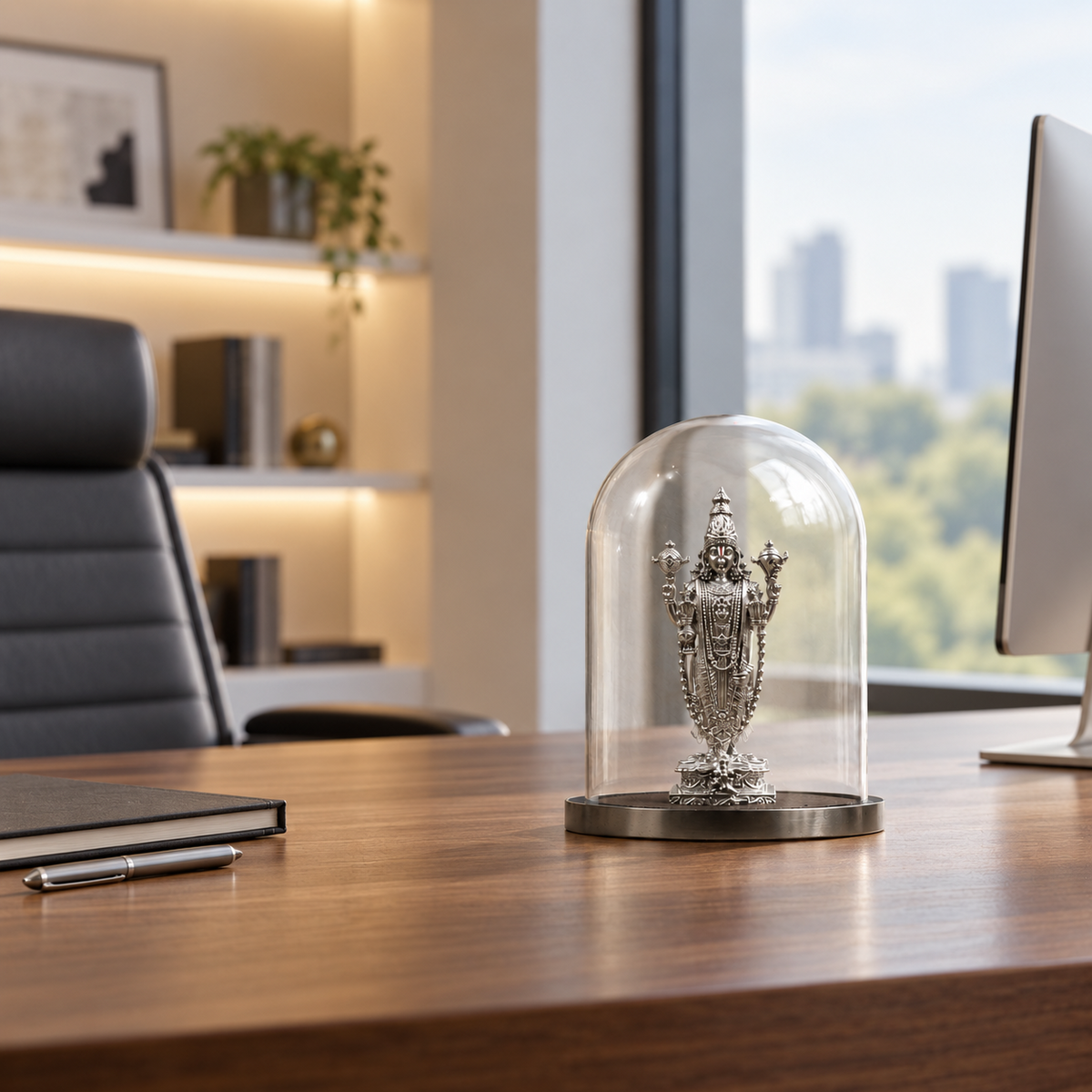 ANOKA Tirupati Balaji idol on a modern office desk